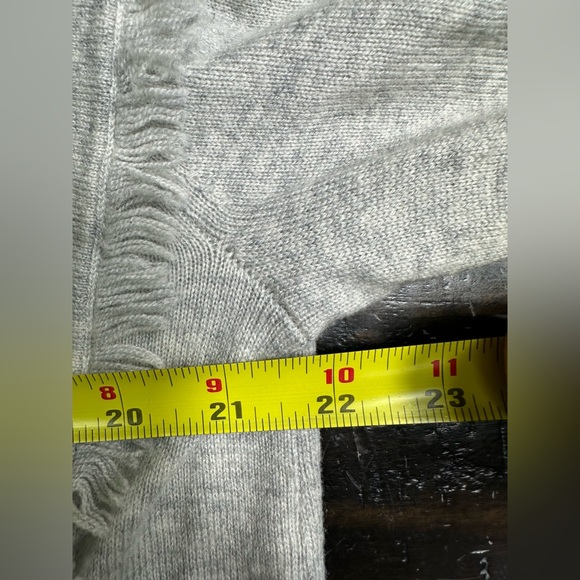 Vineyard Vines Heather Gray Open Front Fringe Cardigan Cashmere Blend Size XL - Picture 7 of 11